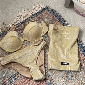 Sparkly gold triangl swim set